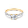 Round Cut Four Prong Diamond Engagement Ring With Pavé Band